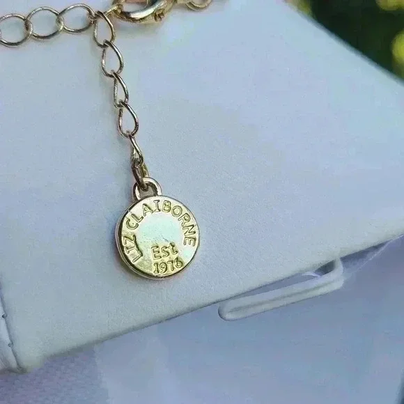 Liz Claiborne Vintage gold tone orange stones necklace - Picture 8 of 17